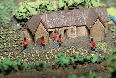 Diorama van de Slag bij Waterloo met troepen gepositioneerd zoals om 19.45 uur op 18 juni 1815 (detail) door Capt. William Siborne